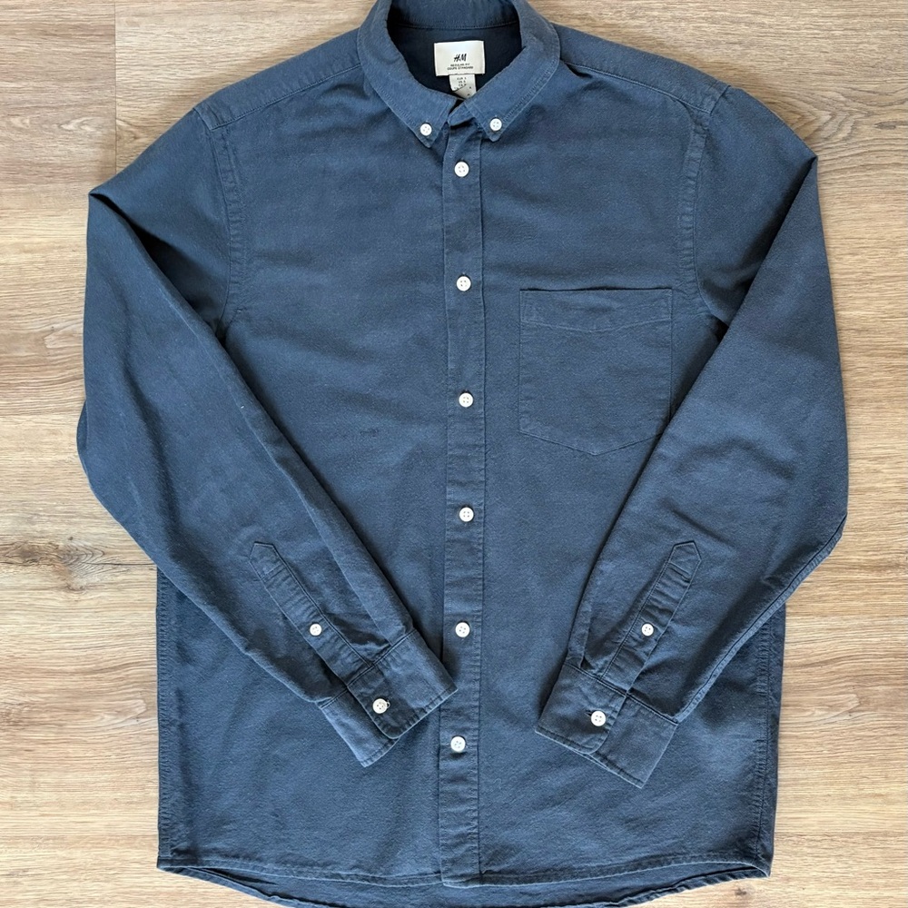 H&M Dark Blue Button-Up Shirt